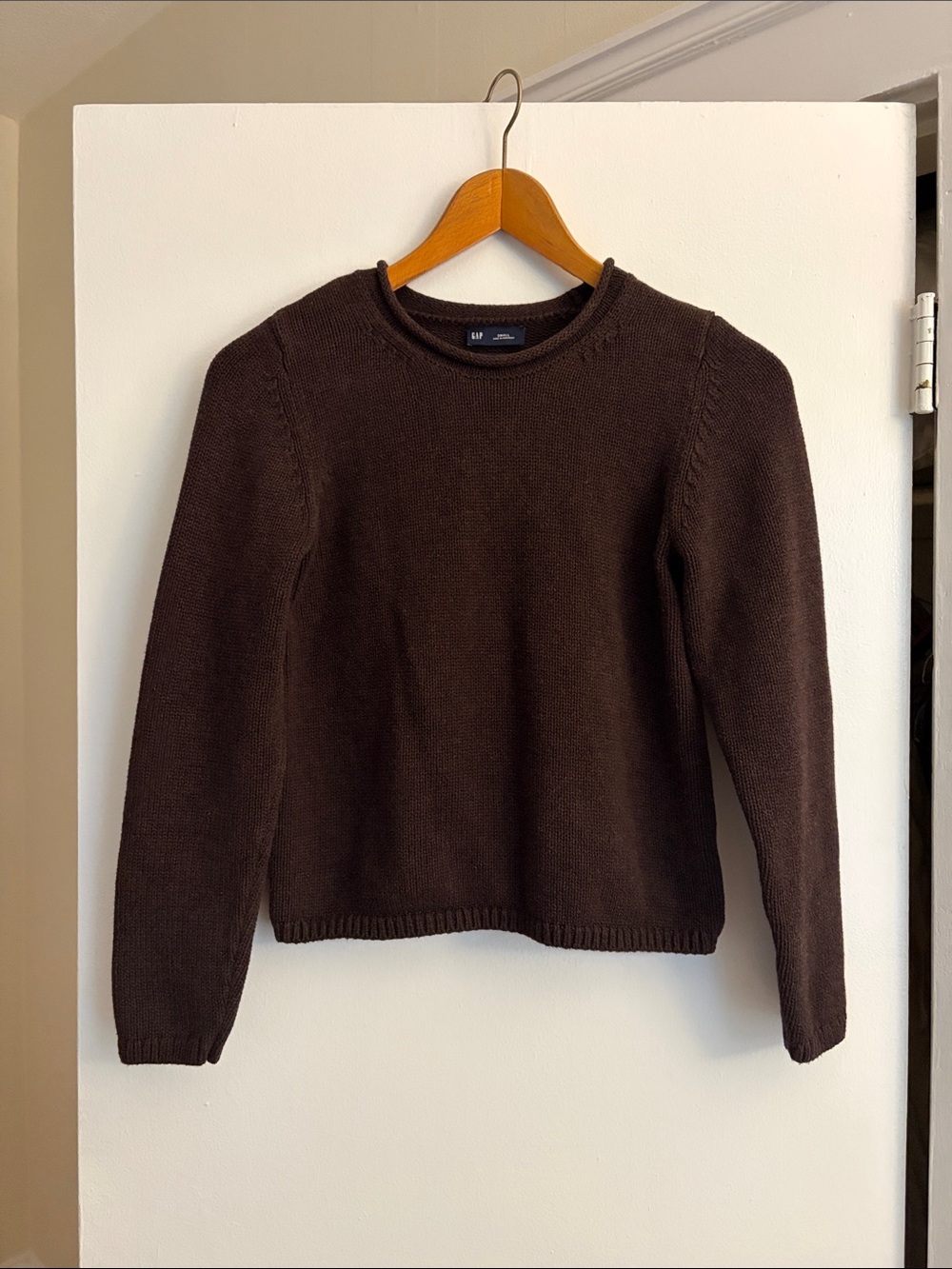 GAP Women's 100% Cotton Rollbeck Sweater (Chocolate Brown 🤎)